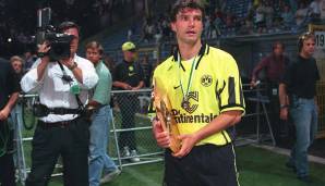 Michael Zorc (* 25.08.1962) - im Verein von 1981 bis 1998 - 463 Spiele, 131 Tore - "Susi" ist BL-Rekordspieler und einer der besten Torschützen der BVB-Geschichte. CL-Sieger und Weltpokalgewinner 1997, 2 x Meister und Pokalsieger '89. Bis 2022 Manager.