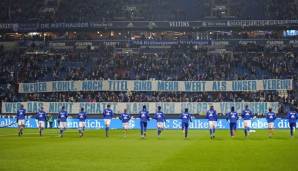 Mit diesem Banner empfingen die Schalker am Sonntag Leon Goretzka