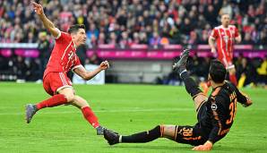 Robert Lewandowski erzielte gegen Borussia Dortmund bereits in der ersten Halbzeit einen Doppelpack.