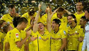 Saison 2013/14 – DFL-Supercup: In seine letzte Saison für den BVB startete Lewandowski direkt mit einem gewonnenen Titel. Die Tore beim 4:2-Sieg erzielten jedoch andere: Reus avancierte mit seinem Doppelpack zum Matchwinner.