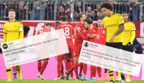 Sky-Ausfall, Lewandowski-Tore und ein BVB, der in München trotz "Männer-Fußball"-Ansage wieder unter die Räder kommt: Das Topspiel zwischen den Bayern und Dortmund bot wieder allerhand Gesprächsstoff. SPOX zeigt die besten Netzreaktionen zur Partie.