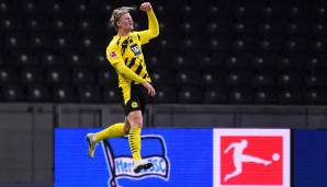 11. Platz: Erling Haaland (Borussia Dortmund) - 4 Scorerpunkte. 4 Tore beim 5:2 gegen Hertha BSC am 21.11.2020