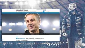 Christian Krämer vom Kölner Stadt-Anzeiger haut gut drauf auf Klinsmann. Zitat: Wer dachte, Jürgen Klinsmann hätte bei seiner mit „HaHoHe - Euer Jürgen" signierten Facebook-Kündigung bereits den Tiefpunkt allen Anstands und aller Würde erreicht ..."