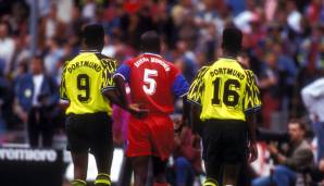 Yahaya Mallam (r., Meister 1995 und 1996): Der Ghanaer galt als großes Offensivtalent, als er 1994 vom FC Turin zum BVB wechselte. In drei Jahren in Dortmund heimste Mallam zwei Meistertitel und den Henkelpott ein, kam jedoch nur fünfmal zum Einsatz.