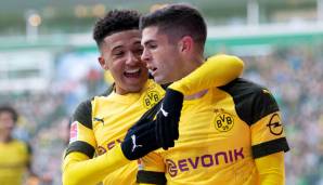 Platz 7 – Datum: 21.04.2028 | Team: Borussia Dortmund | Tor-Duo: Jadon Sancho (18 Jahre, 27 Tage) & Christian Pulisic (19 Jahre, 215 Tage) gegen Leverkusen | kombiniertes Alter: 37 Jahre, 242 Tage