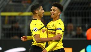 Platz 13 – Datum: 27.10.2018 | Team: Borussia Dortmund | Tor-Duo: Jadon Sancho (18 Jahre, 216 Tage) & Achraf Hakimi (19 Jahre, 357 Tage) gegen Hertha BSC | kombiniertes Alter: 38 Jahre, 208 Tage