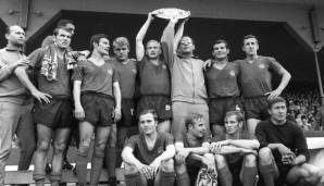 1967/68: Tabellenführer 1. FC Nürnberg (31:13 Punkte, 51:24 Tore) - 4 Punkte Vorsprung auf Borussia Mönchengladbach (58:34 Tore), FC Bayern München (45:39 Tore). Meister: 1. FC Nürnberg