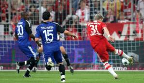 Saison 2008/09: Bastian Schweinsteiger (FC Bayern München) beim 2:2 gegen den Hamburger SV am 15. August 2008.
