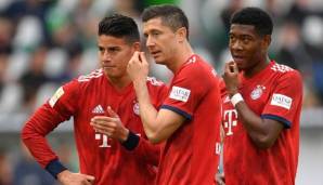 Robert Lewandowski und James Rodriguez könnten in der Offensive des FC Bayern München zusammenspielen.