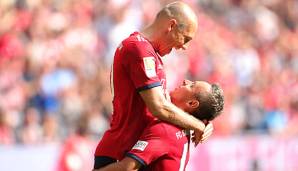 Arjen Robben und Rafinha haben gemeinsam sechs Meistertitel beim FC Bayern gefeiert.