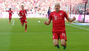 Und auch Arjen Robben durfte zum Abschluss noch einmal jubeln. Der Niederländer zelebrierte seinen letzten Bundesligatreffer für den FCB stilecht per patentiertem Knierutscher.