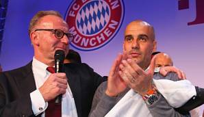 Pep Guardiola (r.) trainierte den FC Bayern von 2013 bis 2016.