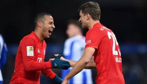 Thiago und Thomas Müller konnten in Berlin den 4:0-Erfolg bejubeln.