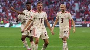 Rekordmann Thomas Müller jubelt über sein Tor im 710. Spiel für den FC Bayern München.