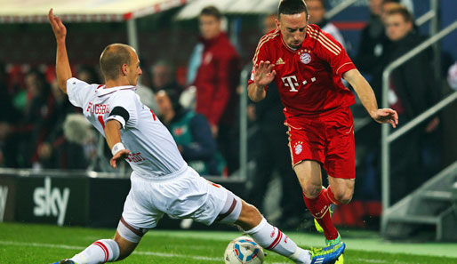 Franck Ribery (r.) traf bei Bayern Münchens Sieg in Augsburg