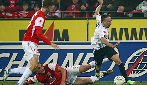 Der FC Bayern München (mit Franck Ribery) strauchelte auch in Mainz