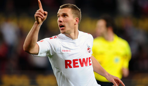 Kölns Lukas Podolski lieferte beim 4:0-Sieg gegen den SC Freiburg eine Galavorstellung ab