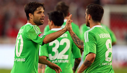 Guter Saisonauftakt: Diego (l.) und Vieirinha gewannen mit Wolfsburg gegen Stuttgart