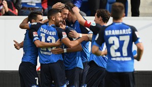 Die Hoffenheimer bejubeln einen 2:1-Sieg gegen den SC Freiburg