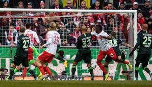 Cordobas erster Streich: In der 22. Minute köpfte der Kolumbianer eine Uth-Flanke zum 1:0 für Köln gegen Wolfsburg ins Tor.