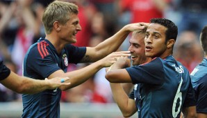Bayerns Zentrumsspieler: Toni Kroos, Philipp Lahm und Thiao Alcantara (v.l.)