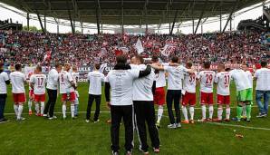 Gegen Saarbrücken sicherte sich Leipzig am 37. Spieltag 2013/14 den Aufstieg in die zweite Liga