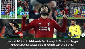 Schauen wir auf die englische Presse. Der "Mirror" feiert neben Alisson auch Torschütze Mohamed Salah.