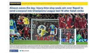 "Alisson saves the day", schreibt die "Daily Mail". Kann man so stehen lassen.