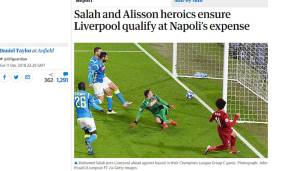Den Abschluss macht der "Guardian", der natürlich ebenfalls von den heroischen Taten der Liverpool-Stars berichtet.