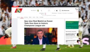 ESPN (USA): "Real Madrid erlebt die dunkelste Nacht seiner Champions-League-Geschichte. Dusan Tadic trägt Ajax Amsterdam ins Viertelfinale."