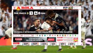 A Bola (Portugal): "Skandal im Bernabeu: Ajax schießt Real Madrid ab und steht im Viertelfinale."
