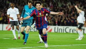 Lionel Messi (FC Barcelona) beim 4:1 gegen Arsenal, 6. April 2010. Auch hier war es das Champions-League-Achtelfinale, in dem der Argentinier aufdrehte. Nach einem 0:1-Rückstand übernahm er das Kommando und schoss vier Tore zum 4:1-Endstand.