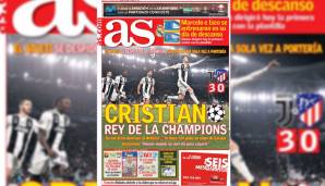 AS (Spanien) - Printausgabe: "Cristiano - König der Champions League! Sein Hattrick zerstört Atletico. Er hat schon 124 Tore in der Königsklasse."