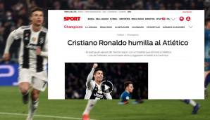 SPORT (Spanien): "Cristiano Ronaldo demütigt Atletico Madrid. Juventus erholte sich vom Würgegriff des Wanda Metropolitano."