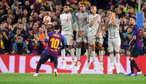 01. Mai 2019: FC Barcelona - FC Liverpool 3:0 - Im Halbfinal-Hinspiel in der Champions League gelingt Messi sein 600. Treffer für Barca - per direktem Freistoß.