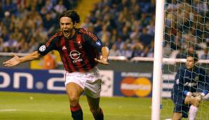 Platz 7: Filippo Inzaghi (2002/03) - 8 Tore für die AC Milan.