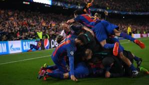 Die Barca-Spieler bejubelten den Siegtreffer gegen PSG.