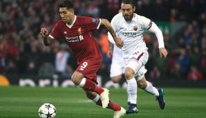 Platz 3: ROBERTO FIRMINO in seinem 11. Einsatz für den FC Liverpool am 24.04.2018.