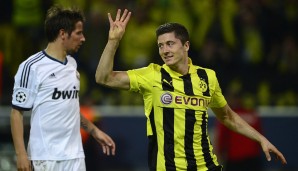 ROBERT LEWANDOWSKI beim 4:1 von Borussia Dortmund über Real Madrid in der Saison 2012/13.