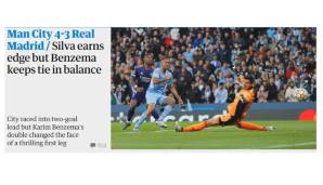 The Guardian: "Silva gibt City den Vorsprung in atemberaubenden Hinspiel-Battle."