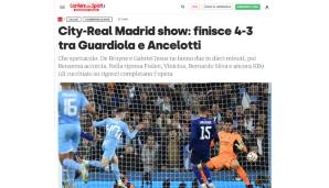 Corriere dello Sport: "Eine Champions-League-Show: Guardiola gewinnt 4:3, aber Ancelotti hofft noch."