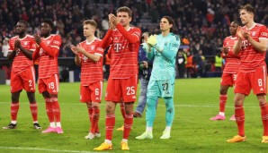 Die pieler des FC Bayern München nach dem 1:1 gegen Manchester City.