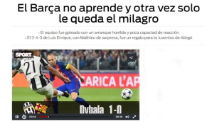 "Sport" meint, Barca wiederhole alte Fehler. Die Konsequenz: Man braucht wieder ein Fußballwunder