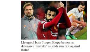 Der Daily Express macht gleich mit der ersten Reaktionen von Jürgen Klopp zu den späten Gegentoren auf.