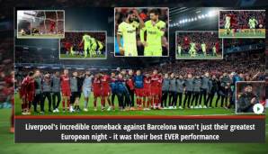 Mirror (England): "Ganz sicher und wahrhaftig war das die größte Nacht in der Geschichte einer ohnehin schon unglaublichen und unmöglichen Geschichte Liverpools in Europa."