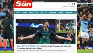 The Sun: Die Sun hält sich kurz. Der baskisches Held Llorente beendet Peps Traum von vier Titeln in dieser Saison. Die Spurs sind nach epischem Kampf im Halbfinale.