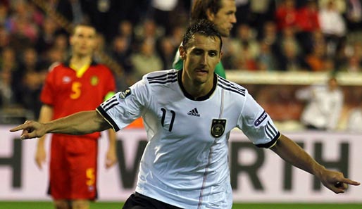 Nationalstürmer Miroslav Klose erzielte in Belgien sein 53. Länderspieltor