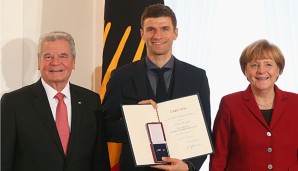 Die deutsche Nationalmannschaft um Thomas Müller erhielt das Silberne Lorbeerblatt