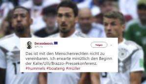 Die Tatsache, dass es drei Spieler des FC Bayern erwischte, rief natürlich auch wieder Artikel 1 des Grundgesetzes und Träume von der nächsten legendären Bayern-PK auf den Plan. Rummenigge beim nächsten Treffen zu Löw: "Geht's eigentlich noch?"