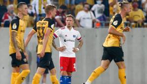 Der HSV ist zwar Tabellenführer der 2. Liga, im DFB-Pokal sind die Rothosen allerdings in der 1. Runde gegen Dynamo Dresden (1:4) ausgeschieden.